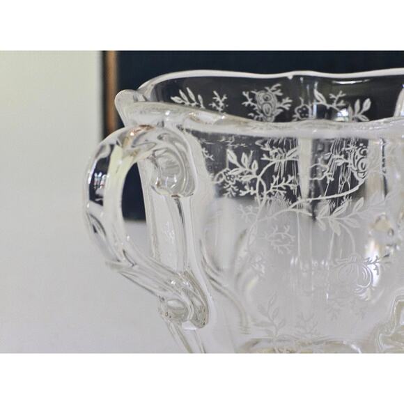 Vintage Creamer & Open Sugar Bowl in Fostoria Chintz Pattern, Pristine Condition - Picture 4 of 10